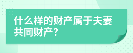 什么样的财产属于夫妻共同财产?