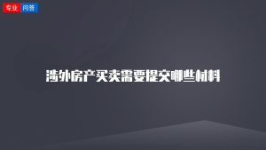 涉外房产买卖需要提交哪些材料