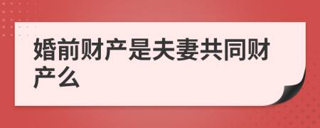 婚前财产是夫妻共同财产么