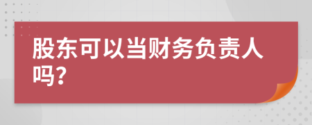 股东可以当财务负责人吗？