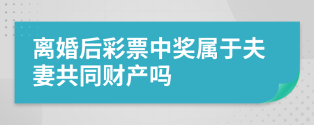 离婚后彩票中奖属于夫妻共同财产吗