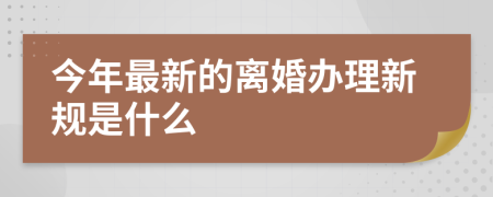 今年最新的离婚办理新规是什么