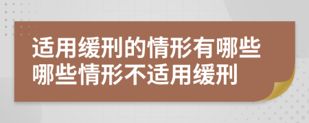 适用缓刑的情形有哪些哪些情形不适用缓刑