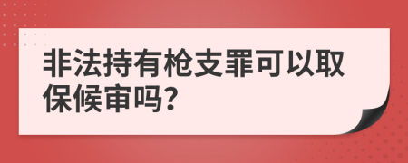 非法持有枪支罪可以取保候审吗？