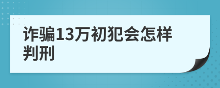 诈骗13万初犯会怎样判刑