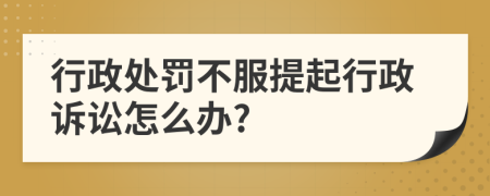 行政处罚不服提起行政诉讼怎么办?