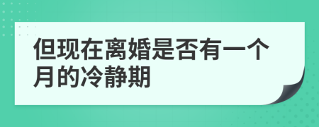 但现在离婚是否有一个月的冷静期