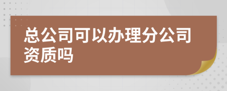 总公司可以办理分公司资质吗