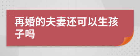 再婚的夫妻还可以生孩子吗