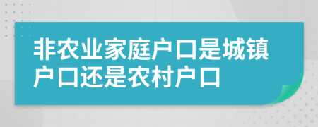 非农业家庭户口是城镇户口还是农村户口