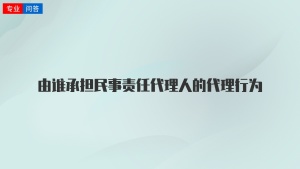 由谁承担民事责任代理人的代理行为