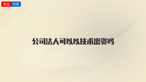 公司法人可以以技术出资吗