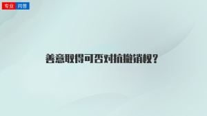 善意取得可否对抗撤销权？