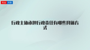 行政主体承担行政责任有哪些具体方式