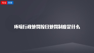 环境行政处罚按日处罚制度是什么