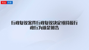 行政复议案件行政复议决定维持原行政行为谁是被告