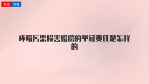 环境污染损害赔偿的举证责任是怎样的