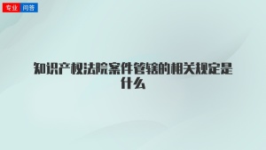 知识产权法院案件管辖的相关规定是什么