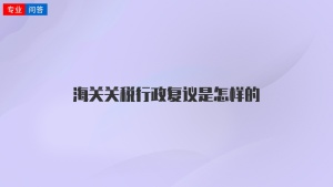 海关关税行政复议是怎样的