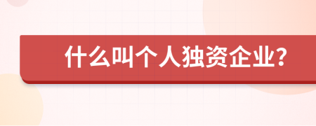 什么叫个人独资企业？