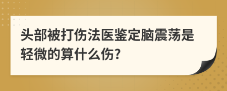 头部被打伤法医鉴定脑震荡是轻微的算什么伤?