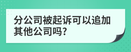 分公司被起诉可以追加其他公司吗?
