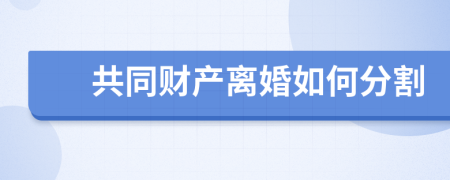 共同财产离婚如何分割