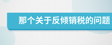 那个关于反倾销税的问题