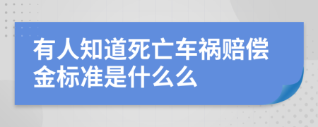 有人知道死亡车祸赔偿金标准是什么么