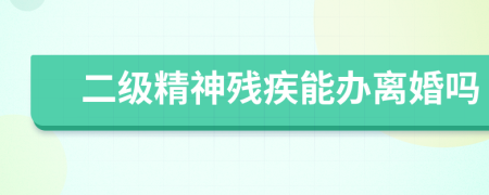 二级精神残疾能办离婚吗