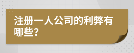 注册一人公司的利弊有哪些？