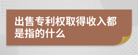 出售专利权取得收入都是指的什么