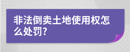 非法倒卖土地使用权怎么处罚?