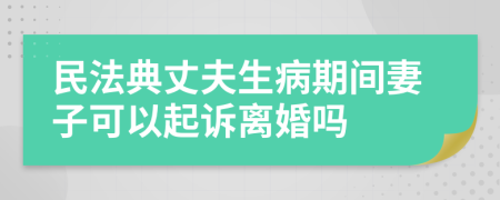 民法典丈夫生病期间妻子可以起诉离婚吗