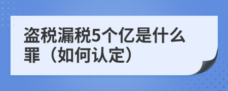 盗税漏税5个亿是什么罪（如何认定）