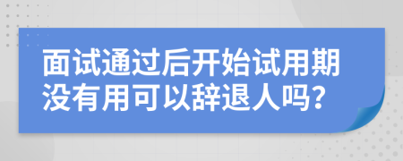 面试通过后开始试用期没有用可以辞退人吗？