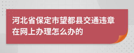 河北省保定市望都县交通违章在网上办理怎么办的