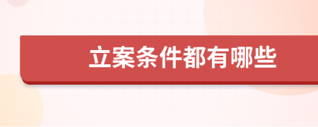 立案条件都有哪些