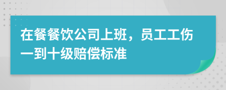 在餐餐饮公司上班，员工工伤一到十级赔偿标准