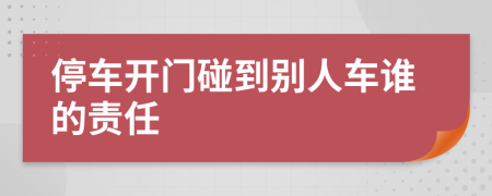 停车开门碰到别人车谁的责任