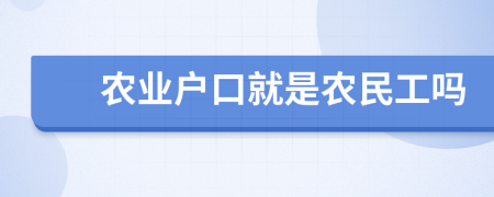 农业户口就是农民工吗