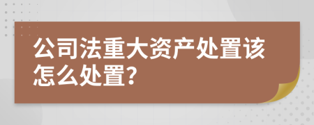 公司法重大资产处置该怎么处置？