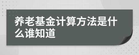 养老基金计算方法是什么谁知道