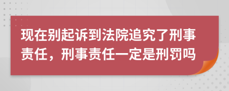 现在别起诉到法院追究了刑事责任，刑事责任一定是刑罚吗