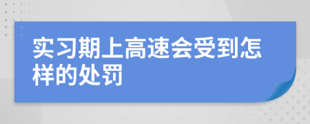 实习期上高速会受到怎样的处罚