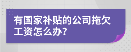 有国家补贴的公司拖欠工资怎么办？