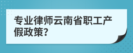 专业律师云南省职工产假政策？