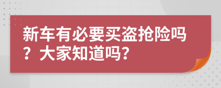 新车有必要买盗抢险吗？大家知道吗？