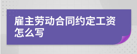 雇主劳动合同约定工资怎么写