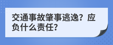 交通事故肇事逃逸？应负什么责任？